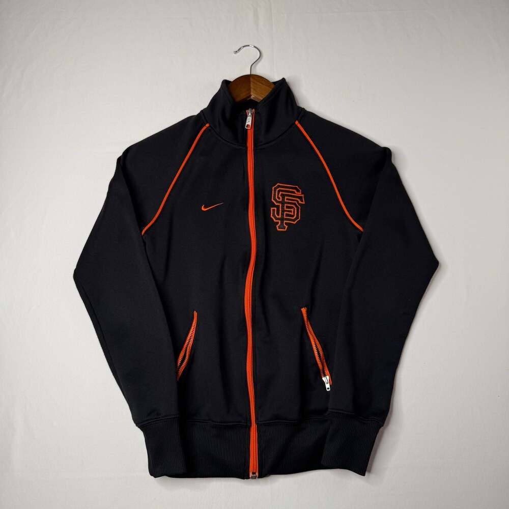 Nike San Francisco Giants Full Zip Track Jacket Black Orange XS